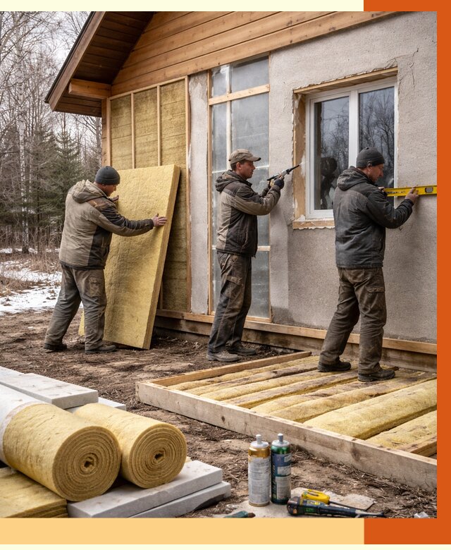 Утепление дачного дома в Холмске от 4879 руб/м2 — недорого | ТепломастерХлм