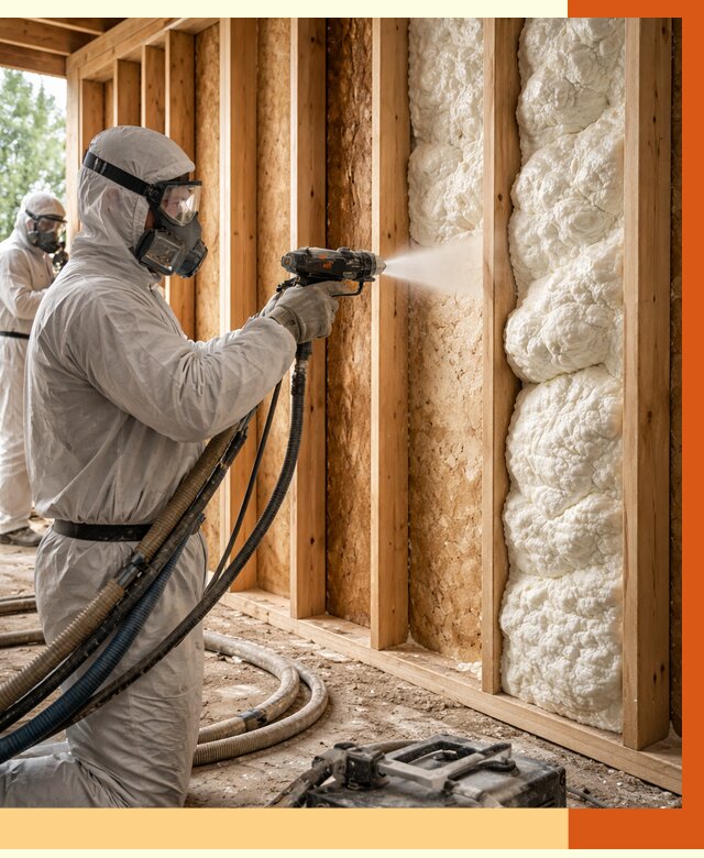 Утепление каркасного дома ППУ в Холмске от 2876 руб./м2 — работа под ключ | ТепломастерХлм