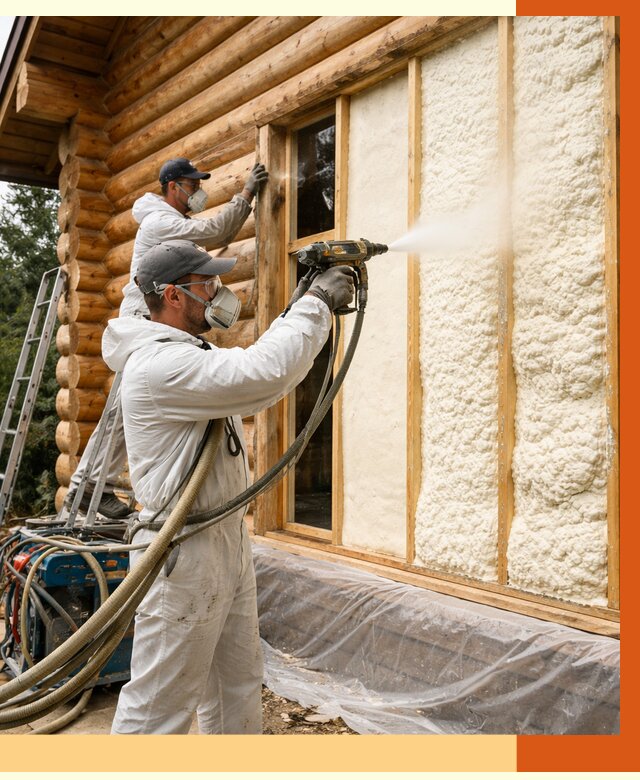 Утепление деревянного дома ППУ в Холмске от 4314 руб/м2 | ТепломастерХлм — под ключ