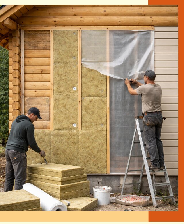 Утепление дома из бруса в Холмске от 3852 руб./м2 — работы под ключ | ТепломастерХлм