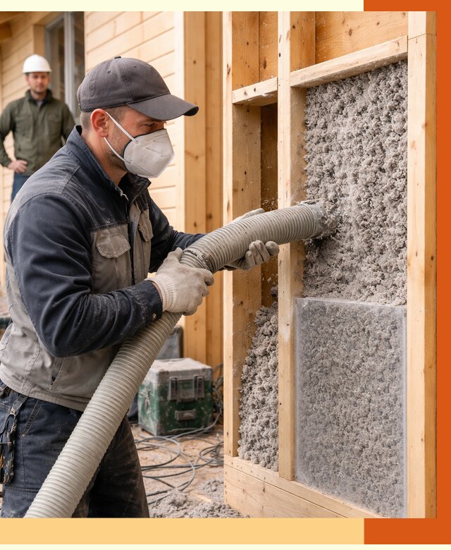 Утепление дома из бруса эковатой в Холмске от 1900 руб/м2 | ТепломастерХлм