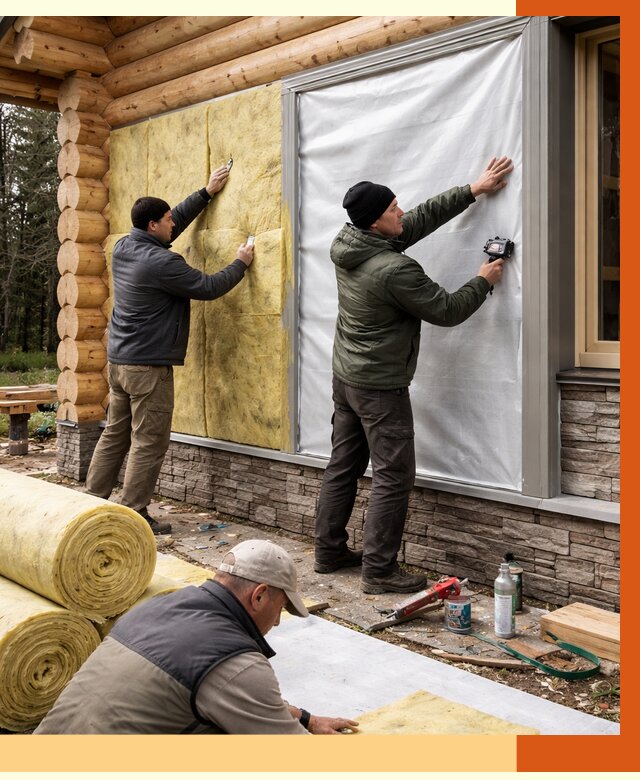 Утепление бревенчатого дома в Холмске от 7857 руб/м2 — заказать под ключ | ТепломастерХлм