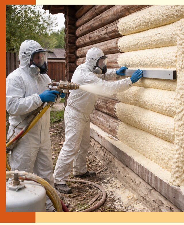 Утепление бревенчатого дома ППУ в Холмске эффективной изоляцией