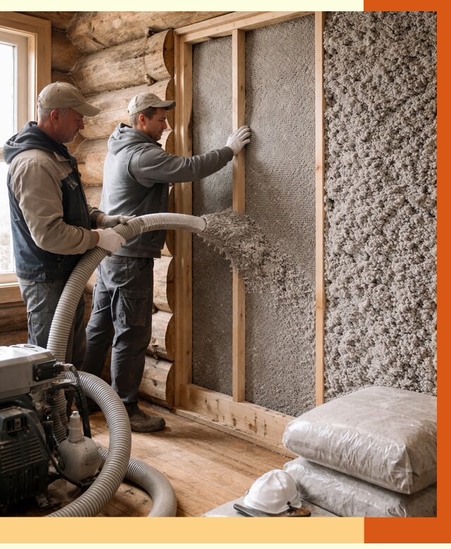 Утепление бревенчатого дома эковатой в Холмске от 2825 руб. | ТепломастерХлм