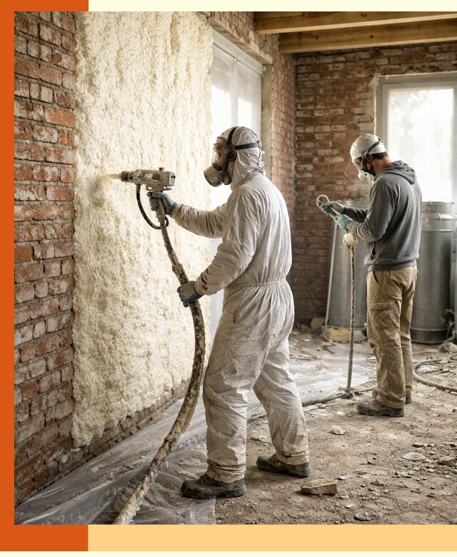 Утепление кирпичного дома пенополиуретаном в Холмске