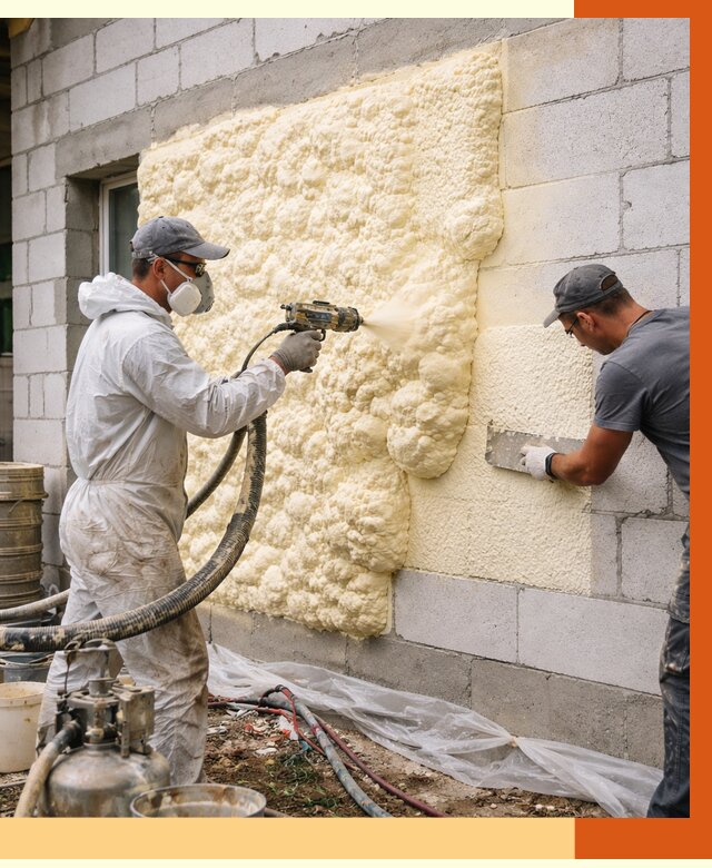 Утепление дома из газобетона ППУ в Холмске от 4930 руб./м² под ключ | ТепломастерХлм