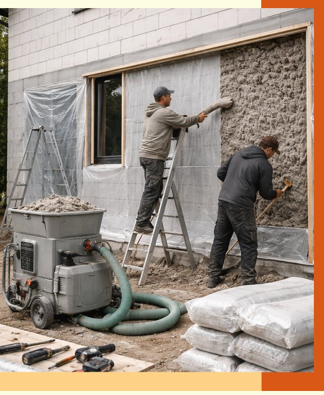 Утепление дома из газобетона эковатой в Холмске от 4622 руб./м2 | ТепломастерХлм