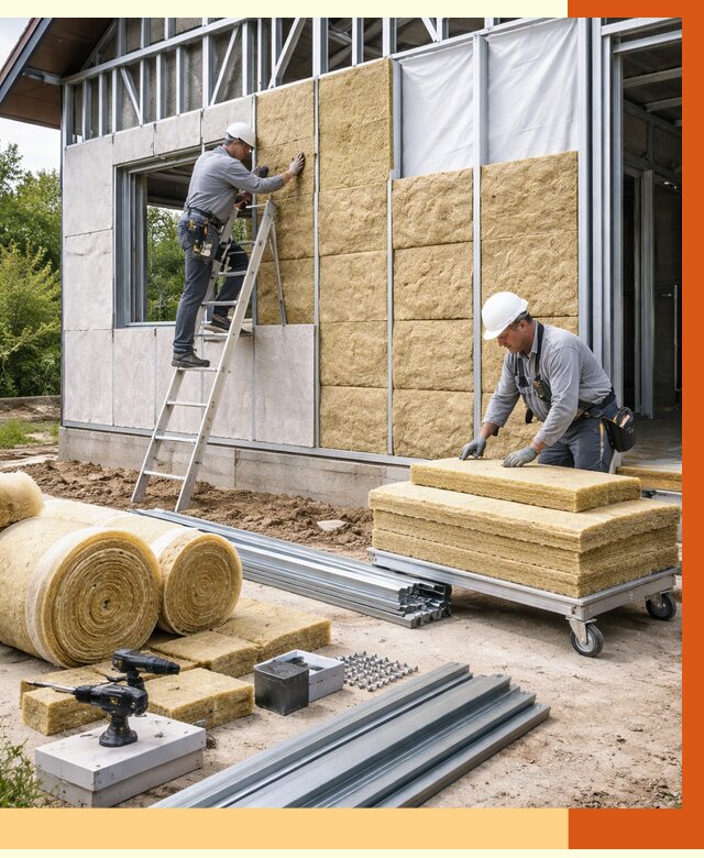 Утепление дома из ЛСТК в Холмске от 5341 руб./м² — профессионально | ТепломастерХлм