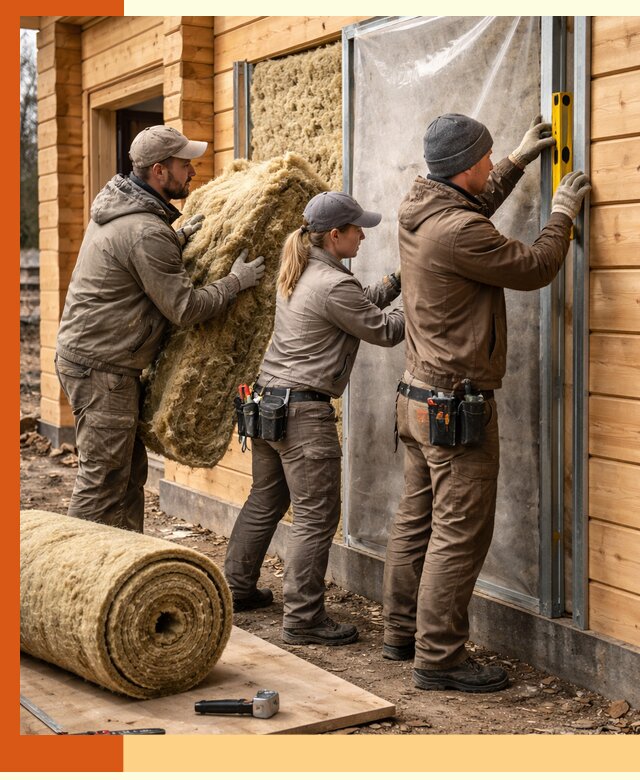 Утепление дома из двойного бруса в Холмске качественно и надёжно