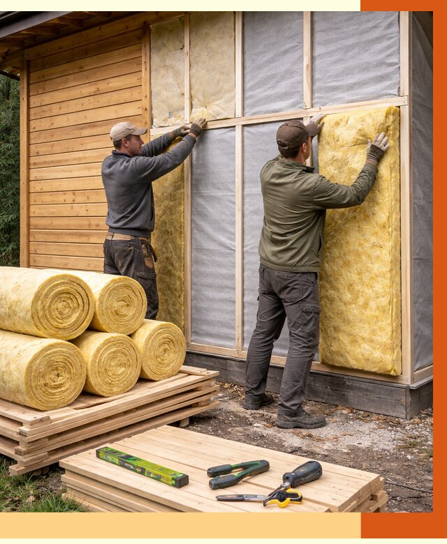 Утепление бани снаружи в Холмске от 87304 руб. под ключ | ТепломастерХлм