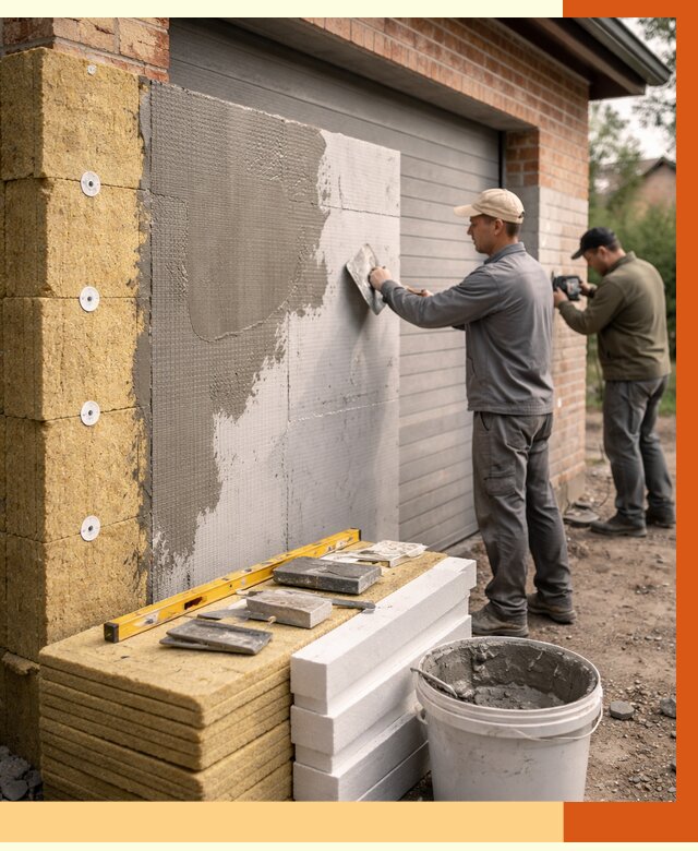 Утепление гаража снаружи в Холмске от 4314 руб. за м2 — наружное утепление под ключ | ТепломастерХлм