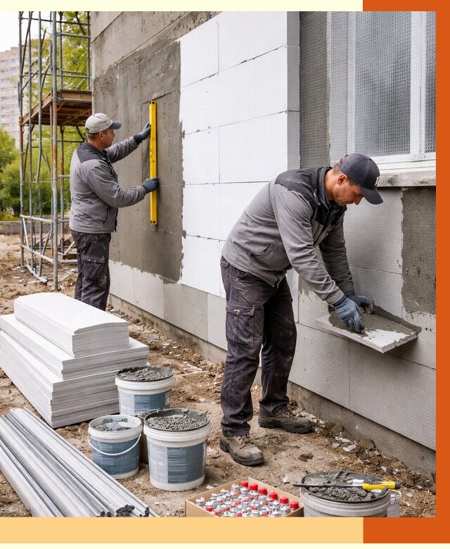 Утепление фасада и стен снаружи в Холмске от 4314 руб. | ТепломастерХлм