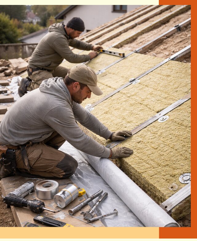 Утепление крыши снаружи в Холмске под ключ от 1233 руб./м2 | ТепломастерХлм