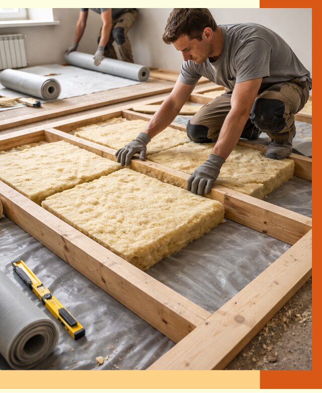 Утепление деревянного пола в Холмске от 1541 руб./м2 под ключ | ТепломастерХлм