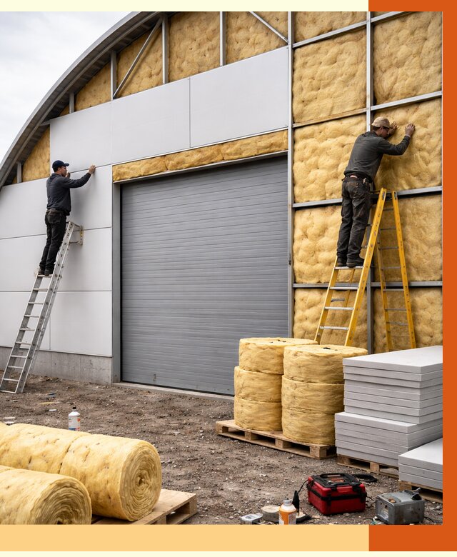 Утепление ангара пенополиуретаном в Холмске от 7395 руб./м² — комплекс от ТепломастерХлм