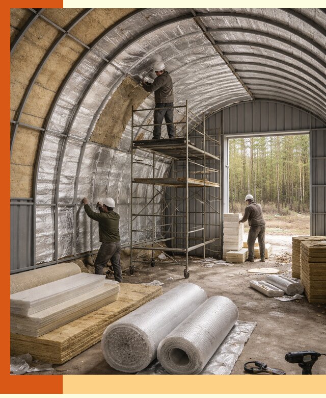 Утепление арочного ангара под ключ в Холмске