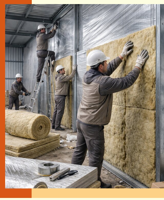 Утепление металлического склада в Холмске: теплоизоляция и герметизация