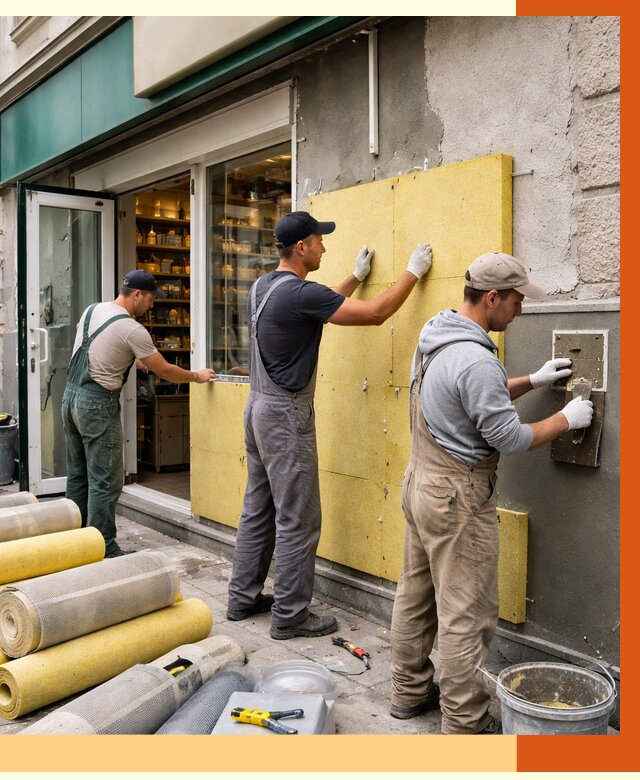 Утепление магазина в Холмске от 4622 руб/м2 — цена, стены и снаружи | ТепломастерХлм