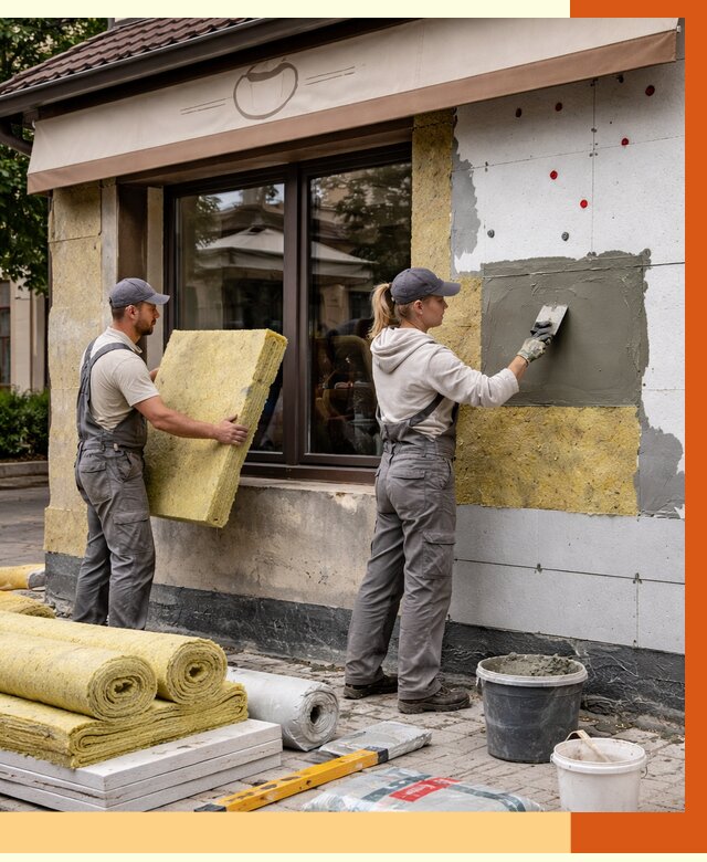 Утепление кафе в Холмске от 4314 руб/м2 — комплексно под ключ | ТепломастерХлм