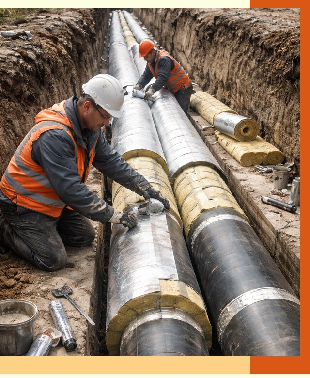 Утепление теплотрассы в Холмске от 4622 руб./м2 — ппу и комплексная изоляция | ТепломастерХлм