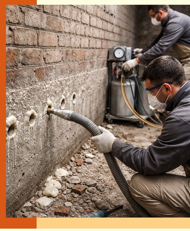 Заполнение колодцевой кладки ППУ в Холмске быстро и герметично