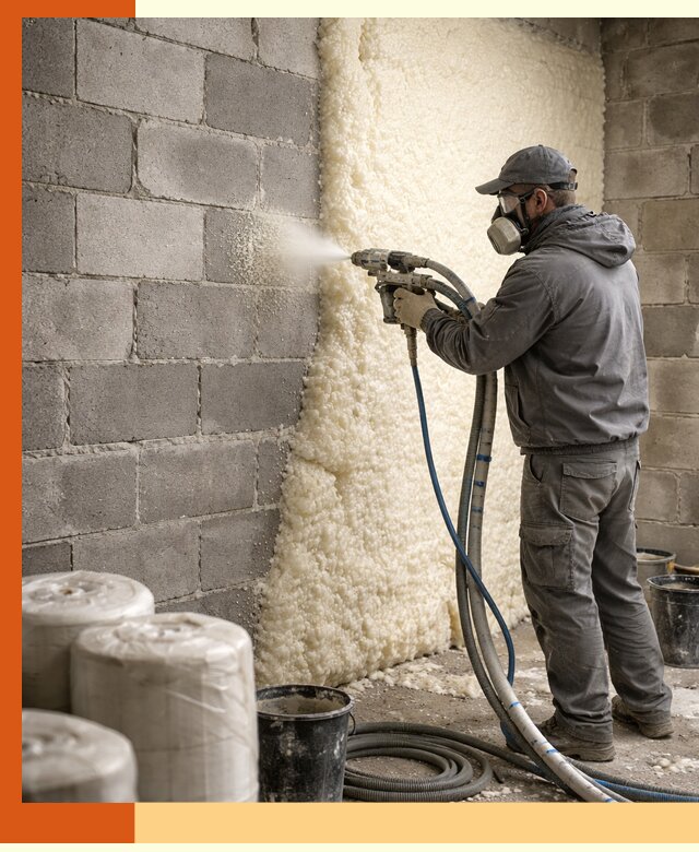 Утепление блочной стены ППУ в Холмске качественно и надёжно