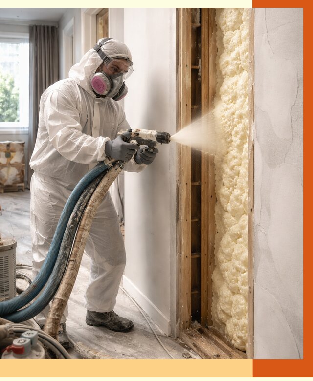 Межстеновое утепление ППУ в Холмске от 2825 руб/м2 — межстенное утепление под ключ | ТепломастерХлм