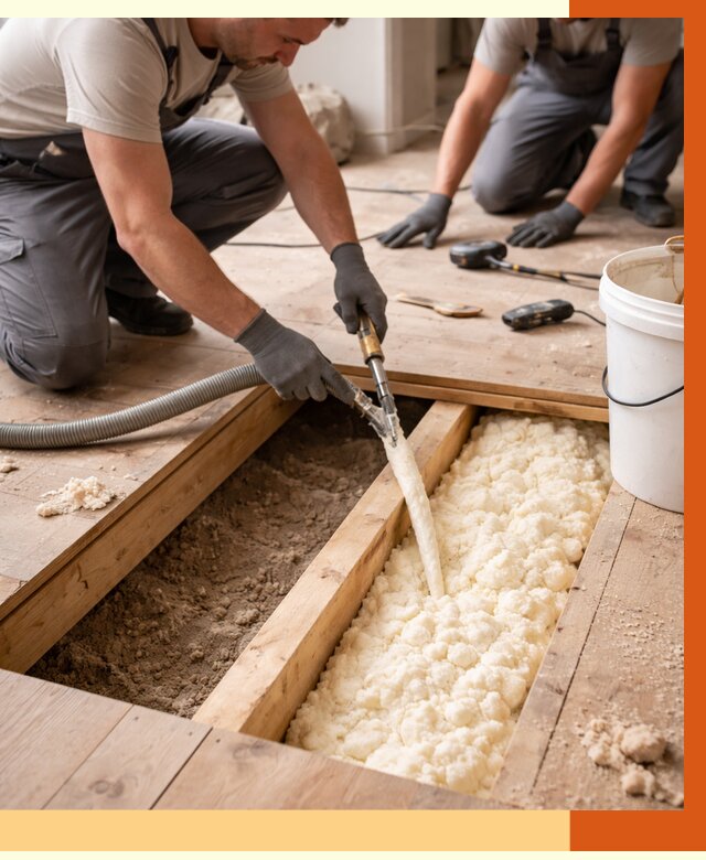 Заполнение пустот пола в Холмске от 2773 руб. — утепление пустот пола под ключ | ТепломастерХлм