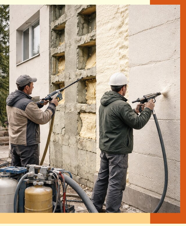 Заполнение пустот фасада в Холмске от 4622 руб. — утепление пустот облицовки | ТепломастерХлм