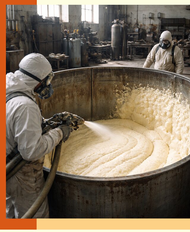 Заливка ппу в емкости с полной изоляцией и герметизацией в Холмске