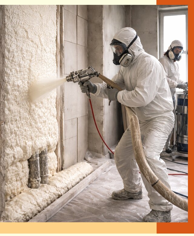 Напыление пенополиуретана в Холмске от 7703 руб./м2 — услуги и монтаж ППУ | ТепломастерХлм