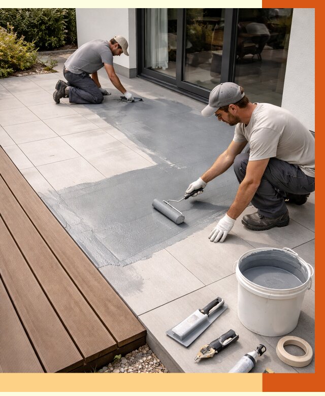 Гидроизоляция террасы в Холмске под ключ от 7703 руб./м² | ТепломастерХлм