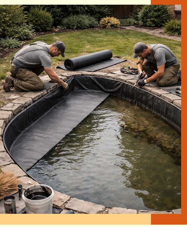 Гидроизоляция пруда в Холмске от 15407 руб. под ключ | ТепломастерХлм профессионально