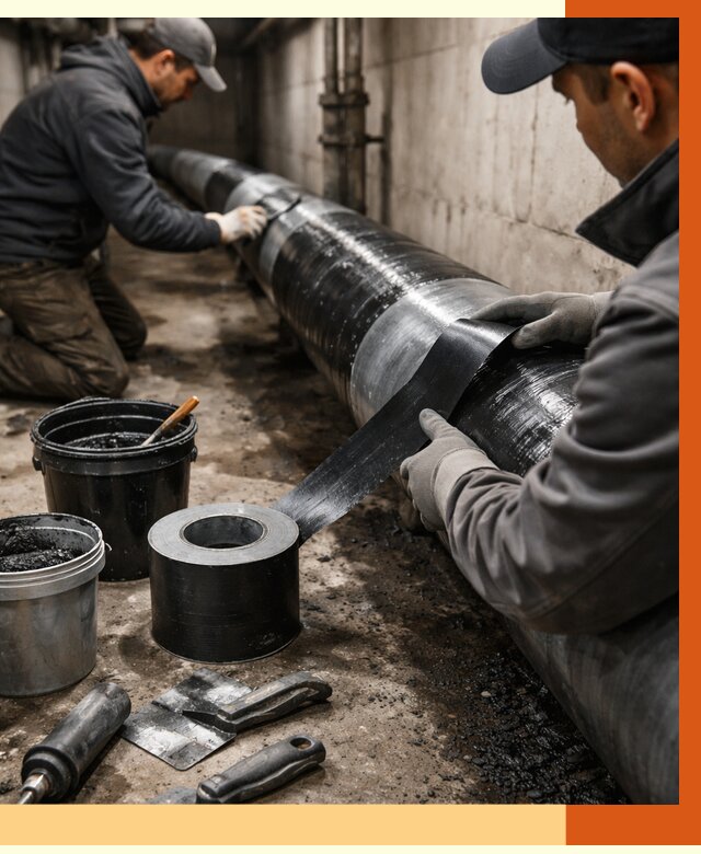 Гидроизоляция труб в Холмске от 2568 руб. — профессиональная герметизация | ТепломастерХлм