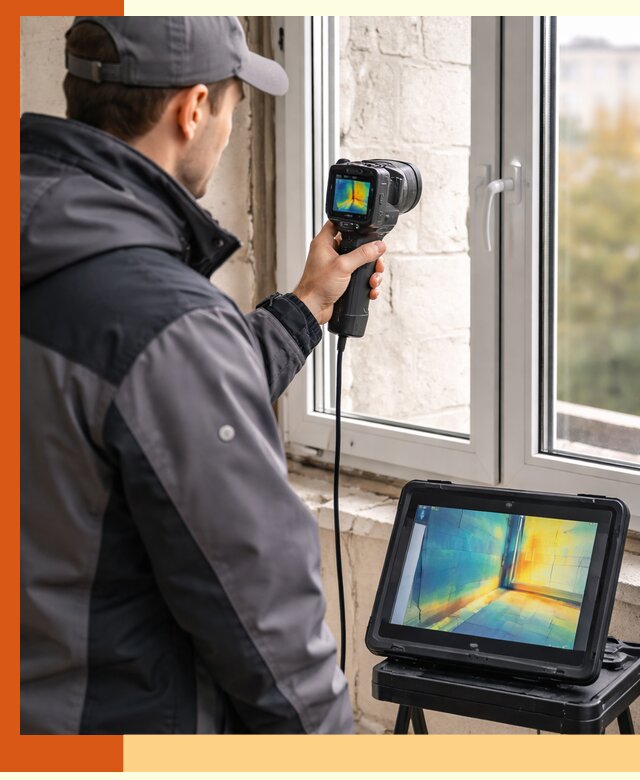 Тепловизионное обследование дома в Холмске для выявления утечек тепла