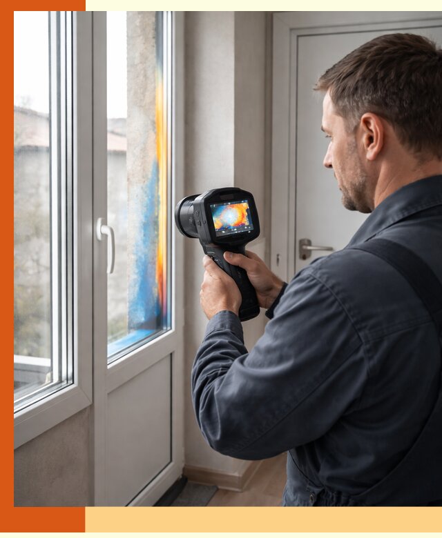 Тепловизионное обследование окон и дверей в Холмске