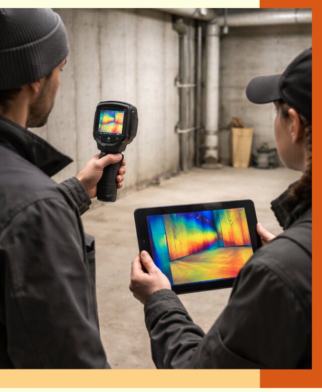 Тепловизионное обследование подвала в Холмске от 4622 руб. — проверка гидроизоляции | ТепломастерХлм