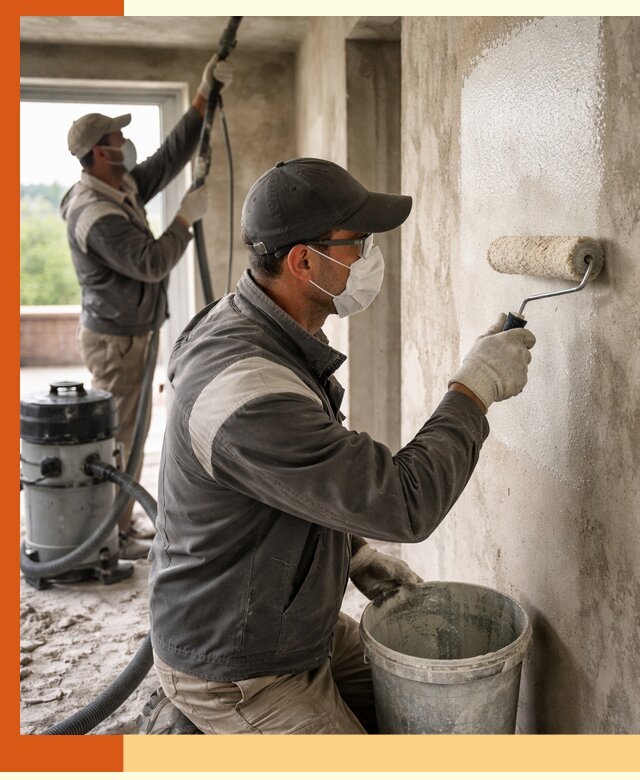 Подготовка поверхности под напыление утеплителя в Холмске