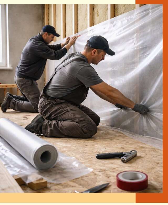 Монтаж пароизоляции в Холмске от 2568 руб. — установка и укладка под ключ | ТепломастерХлм