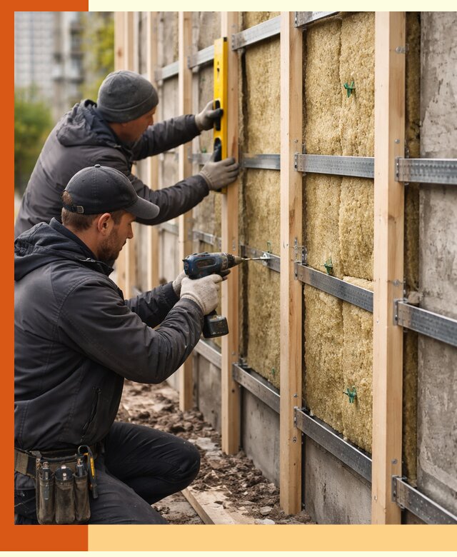 Монтаж обрешетки под утепление зданий и квартир в Холмске